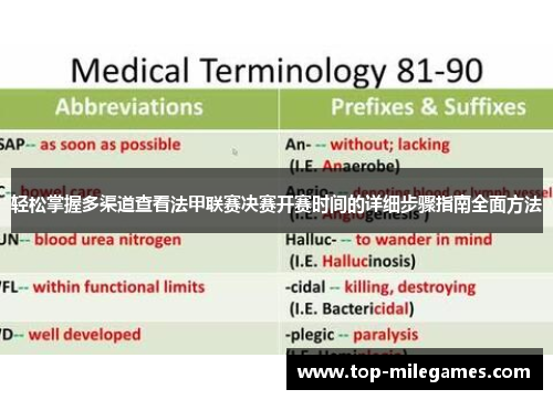 轻松掌握多渠道查看法甲联赛决赛开赛时间的详细步骤指南全面方法